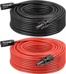 10 AWG Solar Extension Cable 200FT Black + 200FT Red, 10 Gauge Solar Panel Wire