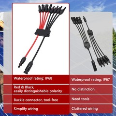 4 Way MC4 Solar Panel Parallel Connector Y Branch Splitter 10AWG Cable