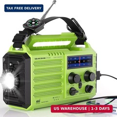Mesqool Emergency Radio 5 Way Powered, 5000mAh/18500mWh Survival Solar Hand Cran