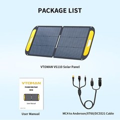 VTOMAN VS110 Portable Solar Panel, 110W 19V 23% Efficiency Foldable Solar Panel