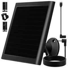 6W Solar Panel Charger for Ring Camera, Compatible with Ri ng Stick Black 1Pack