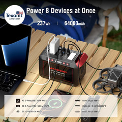 Portable Power Station 300W 237Wh Camping Solar Generator Backup Lithium Batter