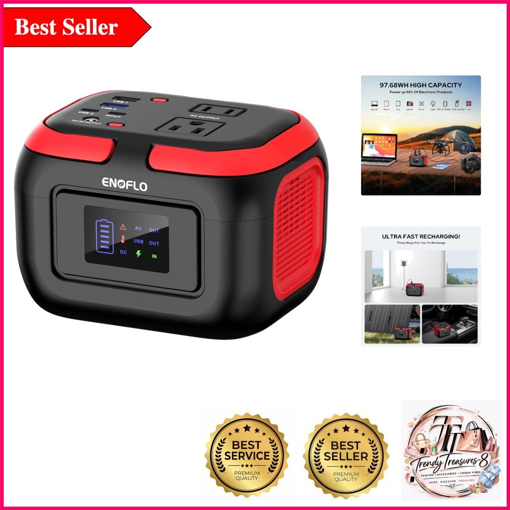 Compact 97.68Wh Solar Generator with Multiple Ports & Emergency Light