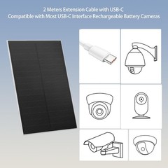 8W USB-C Solar Panel for Security Cameras, Waterproof Outdoor Solar Panel wi…