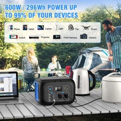 Portable Power Station 600W Power Bank 296Wh Solar Generator Lithium Battery …