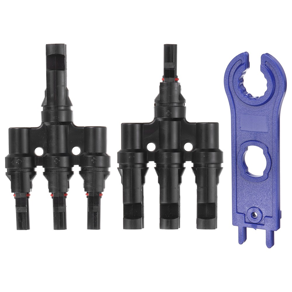 A Pair of T-Shaped 1 to 3 Branch Connector with 1000V Flat Head Spanner