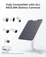 6W Solar Panel for Wireless Battery Cameras with Adjustable Mount & 4M Cable