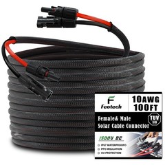 100FT 10AWG Solar Extension Cable with IP67 Connectors & Wire Stripper – Outdoor
