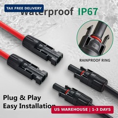 Solar Connectors Y Branch Parallel Adapter 10AWG Cable for Solar Panel (Red & Bl