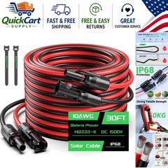 Weatherproof 30FT 10AWG Solar Cable Set for Efficient Photovoltaic Connections