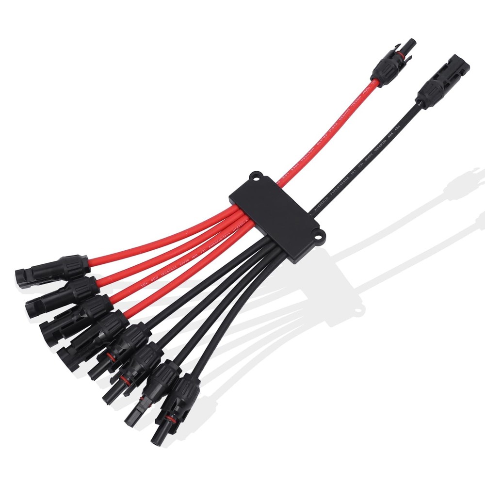 4 Way MC4 Solar Panel Parallel Connector Y Branch Splitter 10AWG Cable