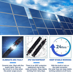 5 portafusibles solar 30A conector macho hembra panel controlador IP67 protecion