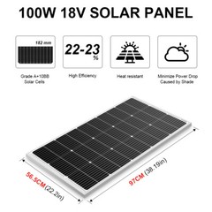 Dokio 100w 200w Rigid Monocrystalline Solar Panel Kit for Home/RV/Boat/Battery