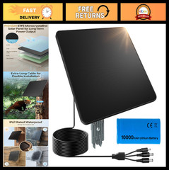 Solar Panel for Trail Cameras, 6W Battery Charger 12V/1.5A, 10000mAh, IP67 Water