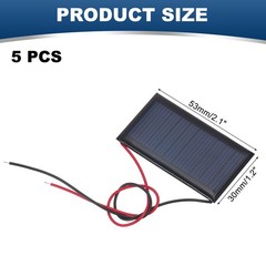 5 Pcs 5V 0.225W 45mA Mini Solar Panels with 2 Cable 53mm x 30mm
