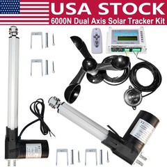 LCD 6000N Dual Axis Solar Tracking Tracker W/ 2PCS Linear Actuator W/ Anemometer