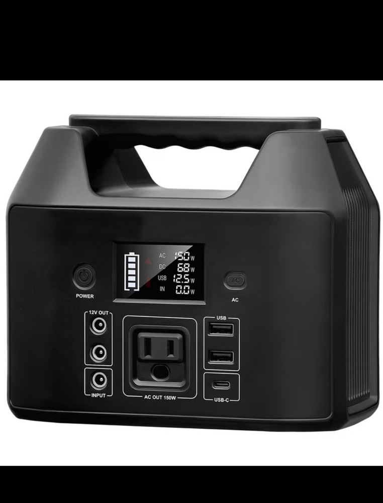 Portable Power Station 150W LiFePO4 Battery Bank Camping AC DC Solar Generator