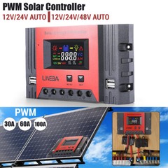 100A PWM 4 USB Real-time Solar Charger Controller 12V/24V/48V Battery Regulator