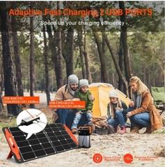 100W Foldable Solar Panel Charger with USB Outputs for Camping & Outdoor Use