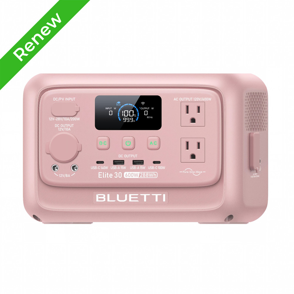 BLUETTI Elite 30 V2 Pink 288Wh 600W Portable Power Station Generator for Camping