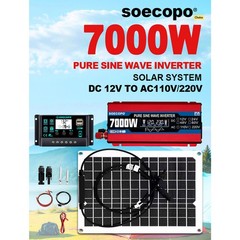 7000W Solar System Kit 100A Controller DC12V to AC110/220V Flexible Panel