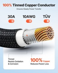 VEVOR 50FT Solar Panel Extension Cable 10AWG Wire Flame Retardant with Connector
