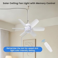 Fanspex 20.5” Solar Rechargeable Ceiling Fan Light with Battery Backup, 25W