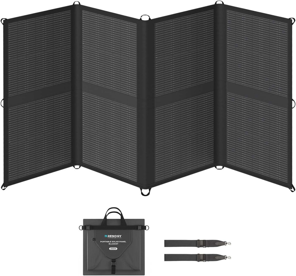 200W Portable Solar Panel Blanket, 25% High Efficiency N-Type Foldable Solar Cha