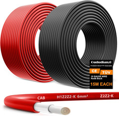 2x50FT 10AWG Tinned Copper Solar Wire For RV Boat & PV Systems Red+Black Cable