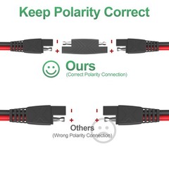 25FT SAE Extension Cable Quick Disconnect Connector 16AWG for Automotive & Solar