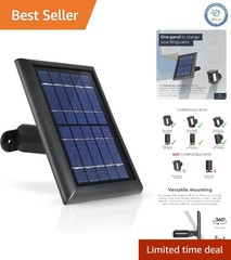 Outdoor Solar Panel for Always-On Power, Compatible with All Ring Camera Models