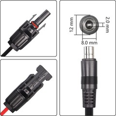 Jackery Solar Connector to DC8020 Extension Cable for 6 Feet, black