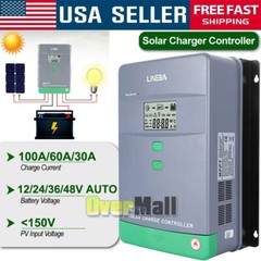 80A 60A AMP MPPT Solar Panel Regulator Charge Controller 12V/24V 1000W/2000W LCD