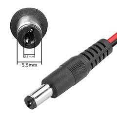 12V Battery Alligator Clip Cable,18AWG DC 5.5×2.1mm Male to Battery Clamps