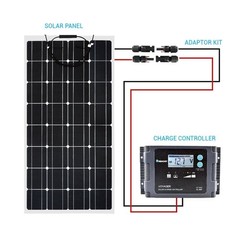 Solar Adaptor Wire Extension Cables with Female and Male Connector, 1 Pair, B…
