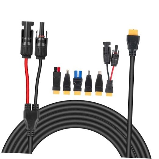 6-in-1 Solar Panel Connector Kit Solar Connector to DC5521 7909 8020 16.5FT(5m)