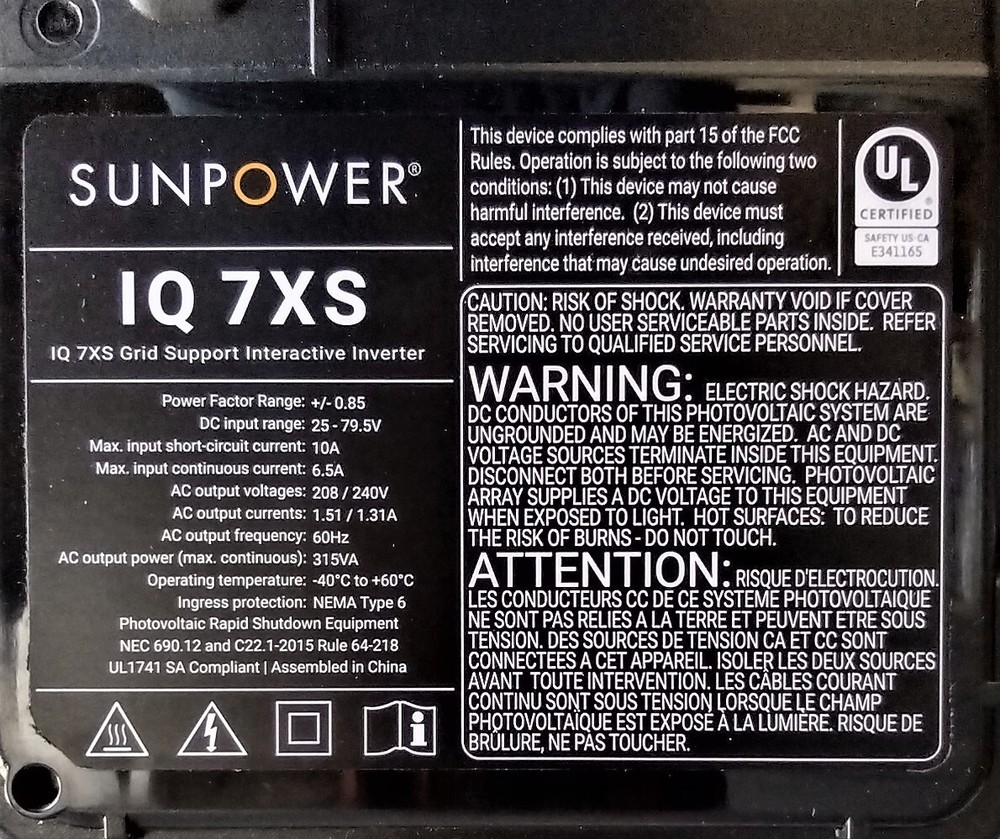 Solar Panels SunPower w/ Enphase IQ 7XS Micro Inverter SPR-X21-350-BLK-E-AC, AZ