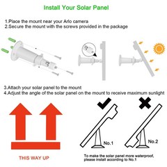iTODOS Solar Panel for Arlo Pro & Pro2 Cameras 2 Pack with 11.8FT Cable Silver
