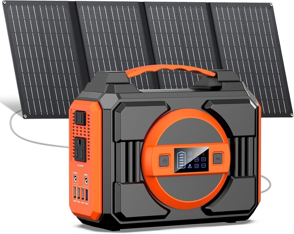Solar Powered Generator 300W Rated, Portable Solar Generator with Solar Panel