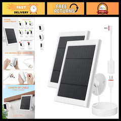 2 Pack Solar Panel Charger for Ring Camera – 4W, 10ft Cable, USB-C Adapter