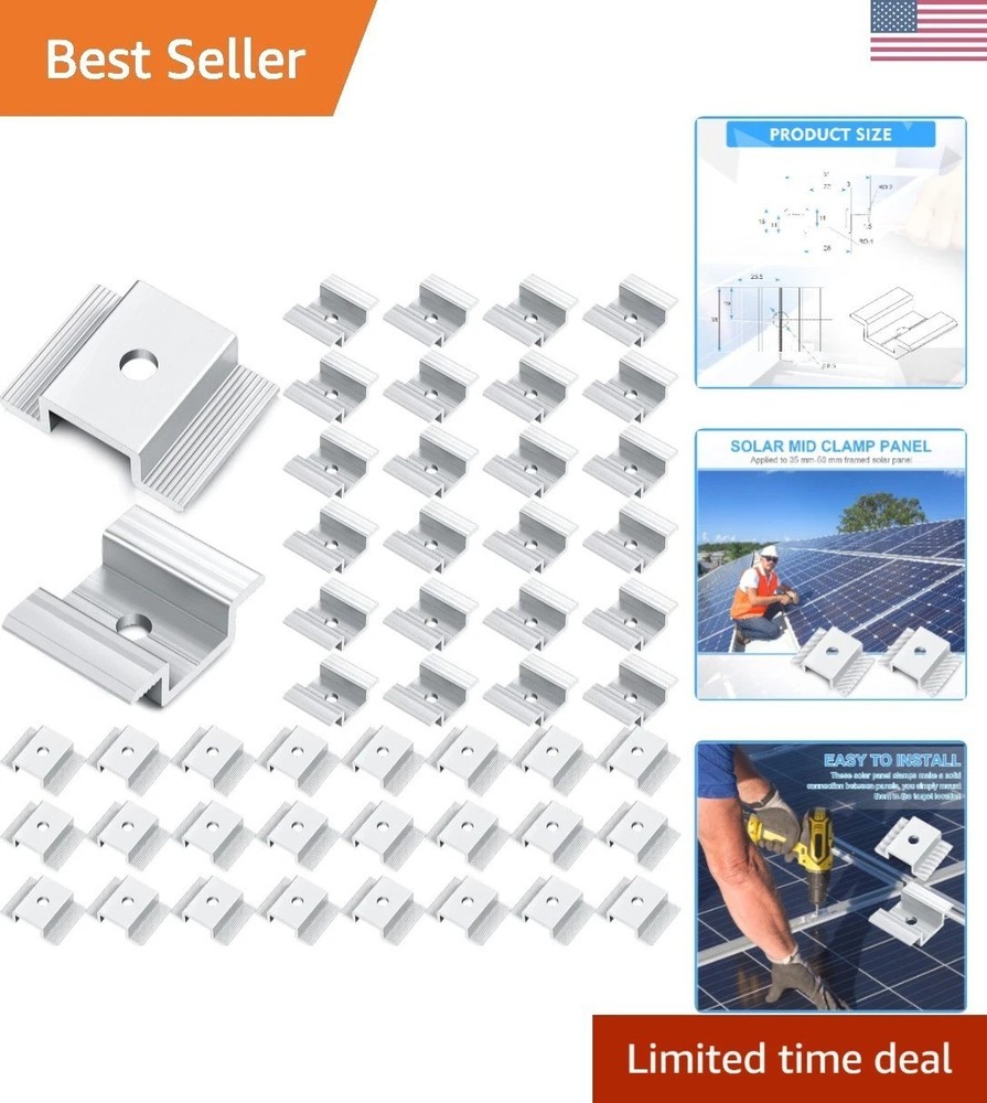 48 Count Solar Panel Mid Clamps – Rust-Resistant Aluminum for Long-Lasting Use