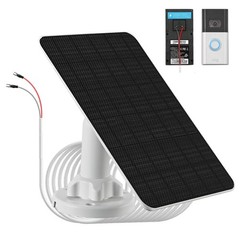 3W Solar Panel with 4000mAh Battery, IP65, 13.2ft Cable, for Ring Doorbell 3/4/P
