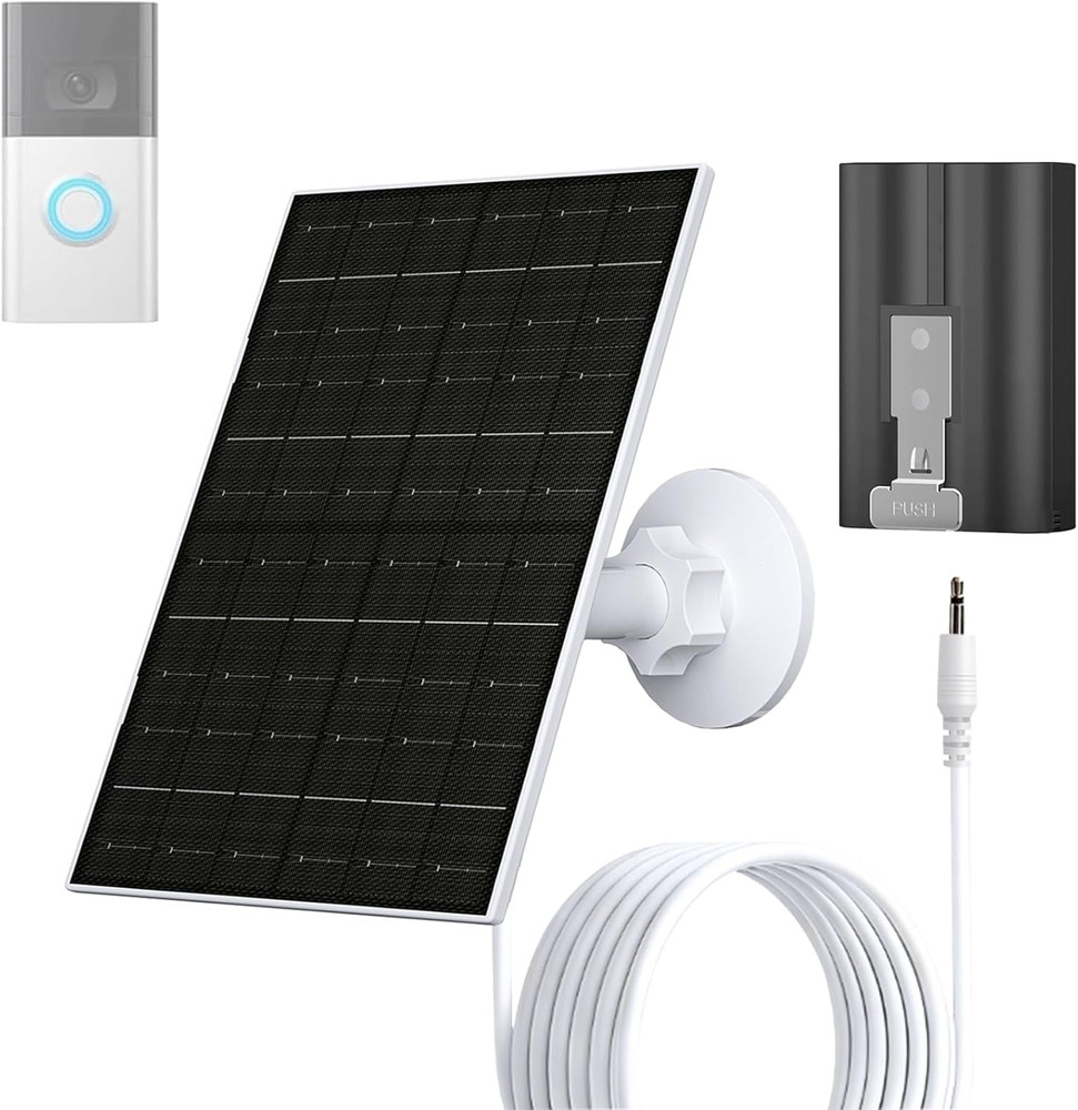 FUTURENZEN 7W Solar Panel Kit with 2600Mah Battery for Ring Video Doorbell 2/3/3