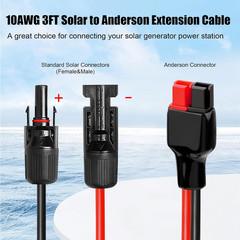 10AWG Solar Panel Cable to Anderson Connector – 3FT Solar Extension Cable with A