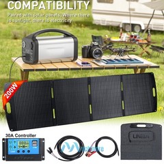 Foldable Solar Panel 200W 100W Solar Charger w/ PWM Controller for Power Station