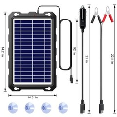 SOLAR BATTERY TRICKLE CHARGER Maintainer Portable Waterproof Panel 7.5W POWOXI