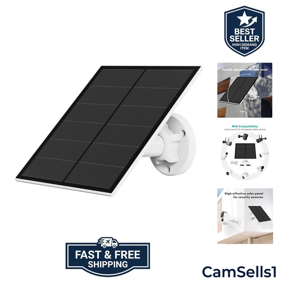 5W Solar Panel for Security Camera, USB Solar Panel for DC 5V Outdoor Recharg…