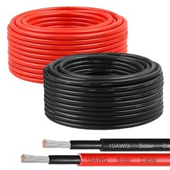 10AWG Solar Wire 6mm², 2 Pack 50FT Red and Black Solar Panel Cable, 84 Strand…