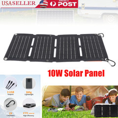 10W Foldable Solar Panel Charger USB 5V Power Bank Waterproof for Camping Hiking