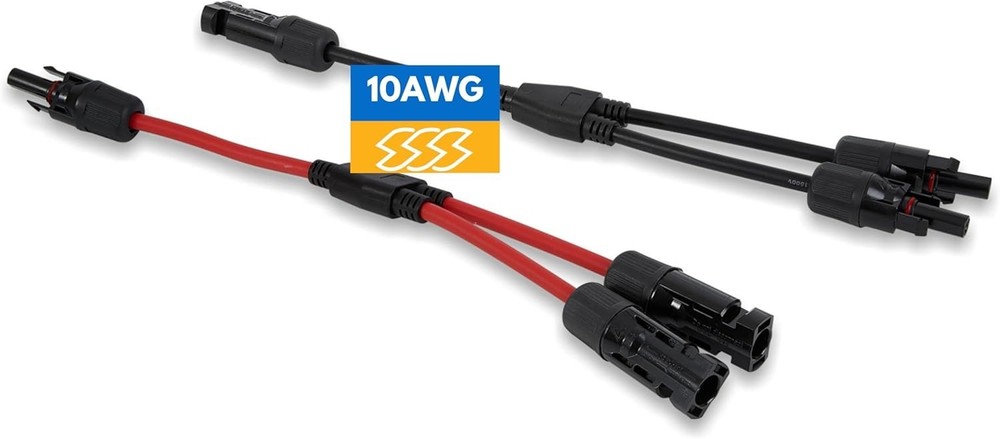 Pack of 2 Solar Y Branch Connectors – IP68 Waterproof Solar Panel Cable Conne…